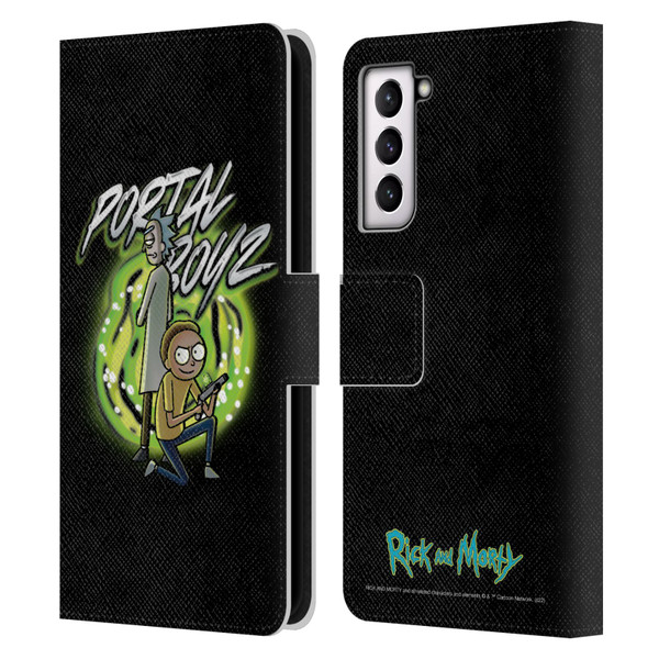Rick And Morty Season 5 Graphics Portal Boyz Leather Book Wallet Case Cover For Samsung Galaxy S21 5G