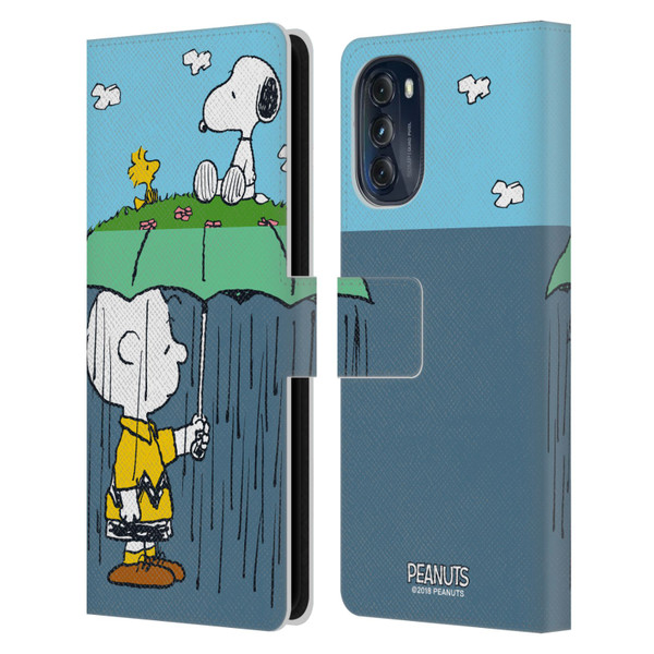 Peanuts Halfs And Laughs Charlie, Snoppy & Woodstock Leather Book Wallet Case Cover For Motorola Moto G (2022)