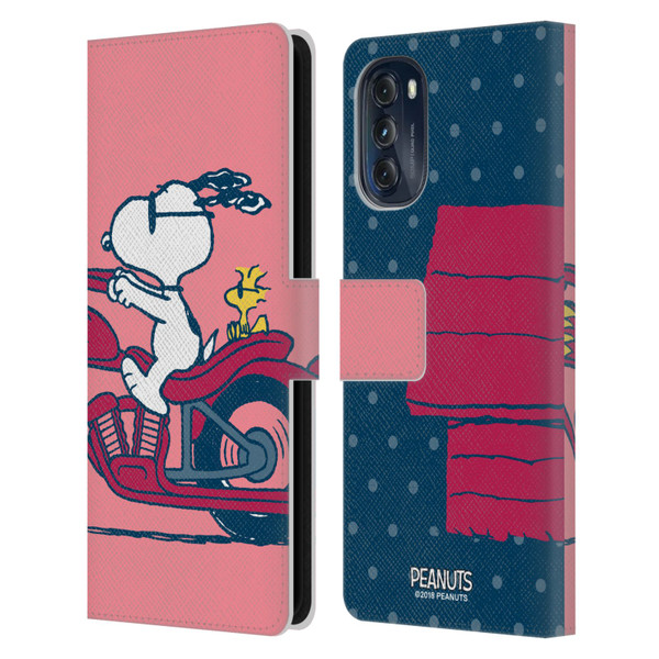 Peanuts Halfs And Laughs Snoopy & Woodstock Leather Book Wallet Case Cover For Motorola Moto G (2022)