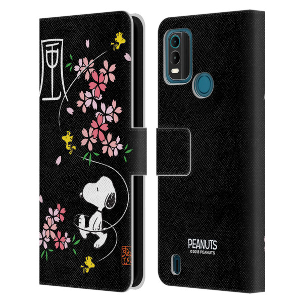 Peanuts Oriental Snoopy Cherry Blossoms Leather Book Wallet Case Cover For Nokia G11 Plus