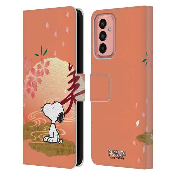 Peanuts Oriental Snoopy Sakura Leather Book Wallet Case Cover For Samsung Galaxy M13 (2022)