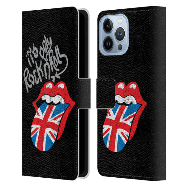 The Rolling Stones Albums Only Rock And Roll Distressed Leather Book Wallet Case Cover For Apple iPhone 13 Pro Max