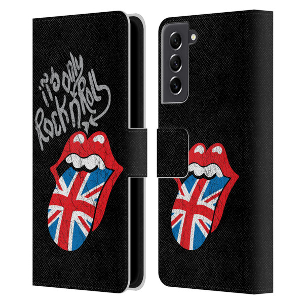 The Rolling Stones Albums Only Rock And Roll Distressed Leather Book Wallet Case Cover For Samsung Galaxy S21 FE 5G