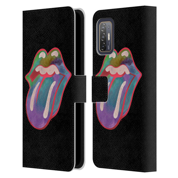 The Rolling Stones Graphics Watercolour Tongue Leather Book Wallet Case Cover For HTC Desire 21 Pro 5G