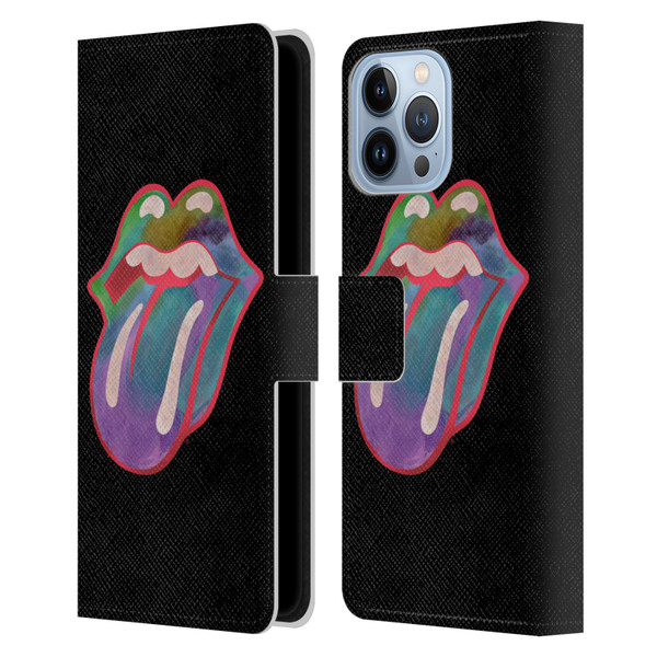 The Rolling Stones Graphics Watercolour Tongue Leather Book Wallet Case Cover For Apple iPhone 13 Pro Max