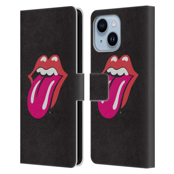 The Rolling Stones Graphics Pink Tongue Leather Book Wallet Case Cover For Apple iPhone 14 Plus