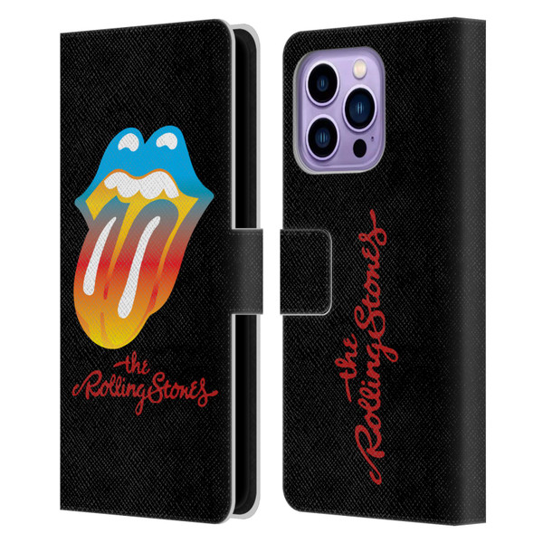The Rolling Stones Graphics Rainbow Tongue Leather Book Wallet Case Cover For Apple iPhone 14 Pro Max