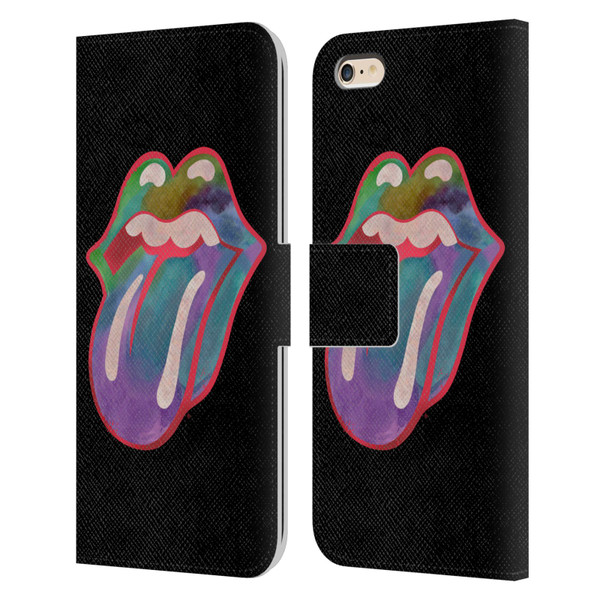 The Rolling Stones Graphics Watercolour Tongue Leather Book Wallet Case Cover For Apple iPhone 6 Plus / iPhone 6s Plus