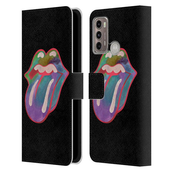 The Rolling Stones Graphics Watercolour Tongue Leather Book Wallet Case Cover For Motorola Moto G60 / Moto G40 Fusion