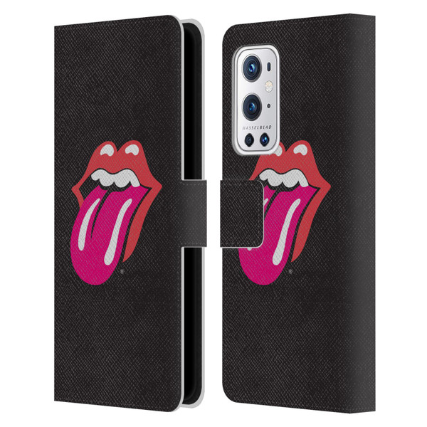 The Rolling Stones Graphics Pink Tongue Leather Book Wallet Case Cover For OnePlus 9 Pro