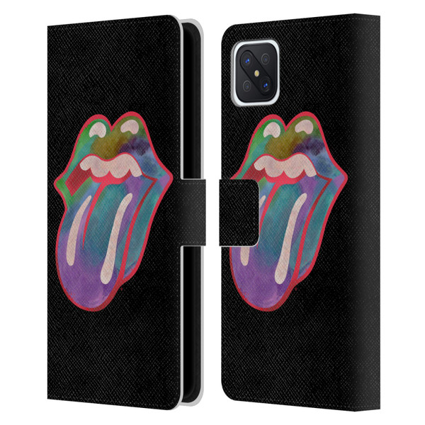The Rolling Stones Graphics Watercolour Tongue Leather Book Wallet Case Cover For OPPO Reno4 Z 5G