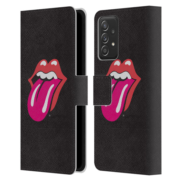 The Rolling Stones Graphics Pink Tongue Leather Book Wallet Case Cover For Samsung Galaxy A52 / A52s / 5G (2021)