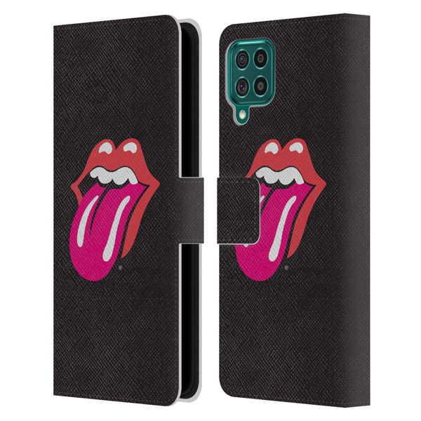 The Rolling Stones Graphics Pink Tongue Leather Book Wallet Case Cover For Samsung Galaxy F62 (2021)