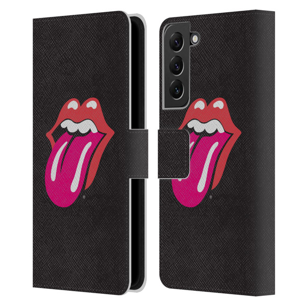 The Rolling Stones Graphics Pink Tongue Leather Book Wallet Case Cover For Samsung Galaxy S22+ 5G
