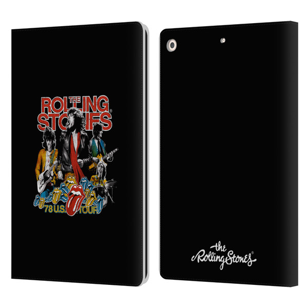 The Rolling Stones Key Art 78 Us Tour Vintage Leather Book Wallet Case Cover For Apple iPad 10.2 2019/2020/2021