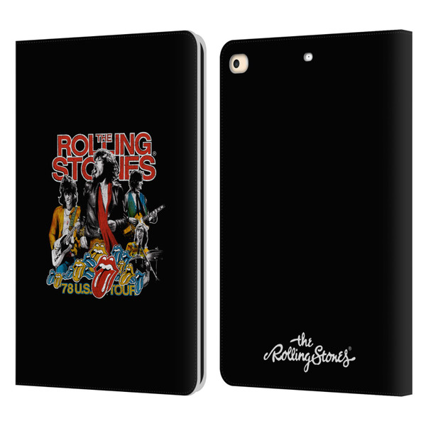 The Rolling Stones Key Art 78 Us Tour Vintage Leather Book Wallet Case Cover For Apple iPad 9.7 2017 / iPad 9.7 2018