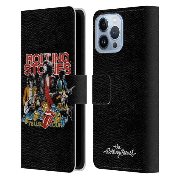 The Rolling Stones Key Art 78 Us Tour Vintage Leather Book Wallet Case Cover For Apple iPhone 13 Pro Max