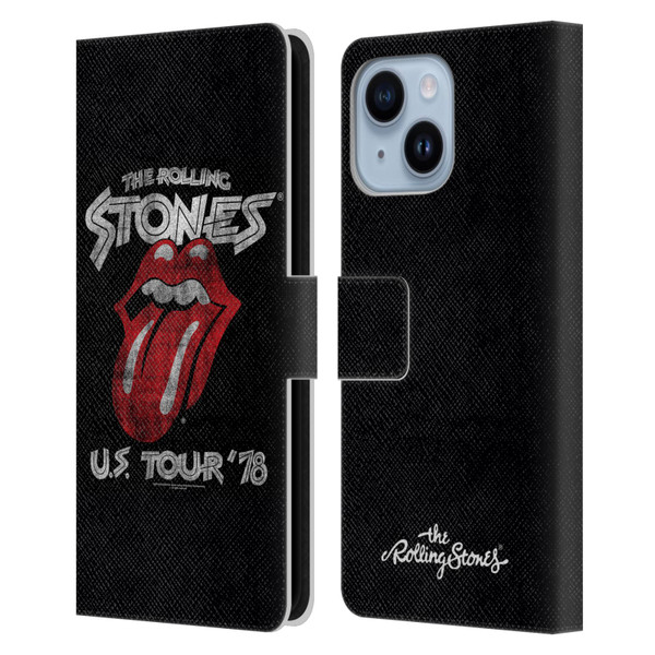 The Rolling Stones Key Art Us Tour 78 Leather Book Wallet Case Cover For Apple iPhone 14 Plus