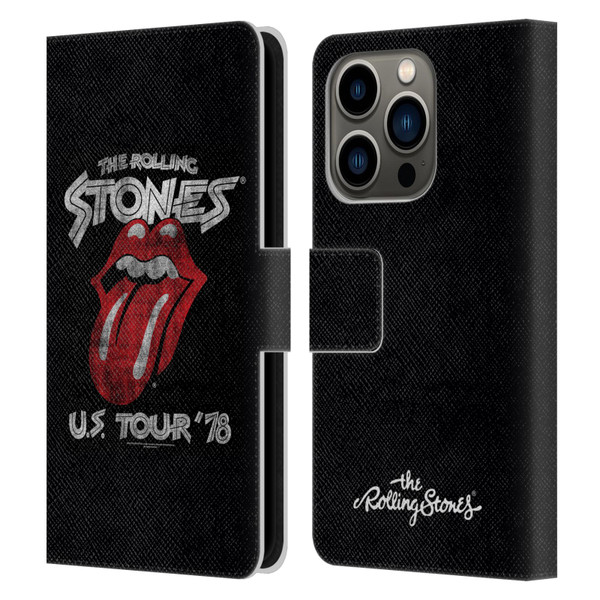 The Rolling Stones Key Art Us Tour 78 Leather Book Wallet Case Cover For Apple iPhone 14 Pro