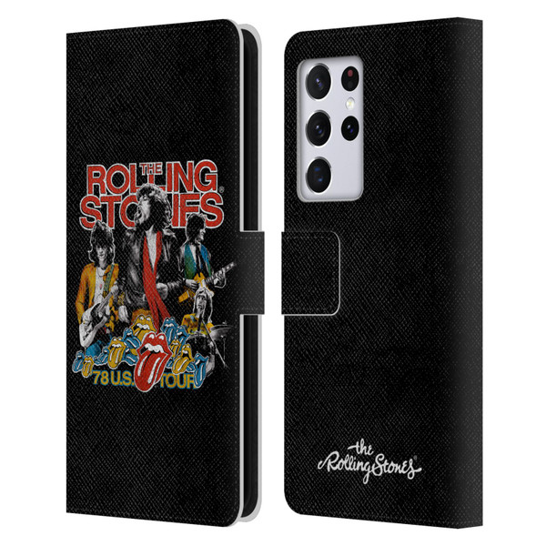 The Rolling Stones Key Art 78 Us Tour Vintage Leather Book Wallet Case Cover For Samsung Galaxy S21 Ultra 5G
