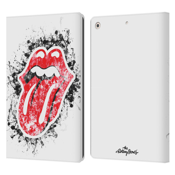 The Rolling Stones Licks Collection Distressed Look Tongue Leather Book Wallet Case Cover For Apple iPad 10.2 2019/2020/2021