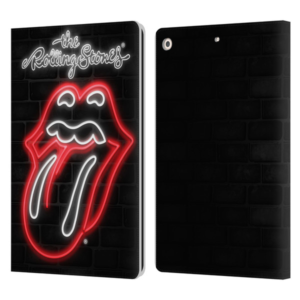 The Rolling Stones Licks Collection Neon Leather Book Wallet Case Cover For Apple iPad 10.2 2019/2020/2021