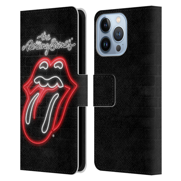 The Rolling Stones Licks Collection Neon Leather Book Wallet Case Cover For Apple iPhone 13 Pro