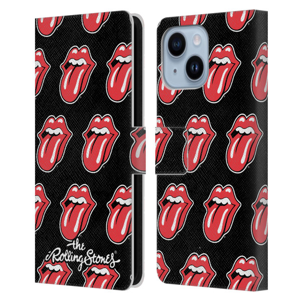 The Rolling Stones Licks Collection Tongue Classic Pattern Leather Book Wallet Case Cover For Apple iPhone 14 Plus