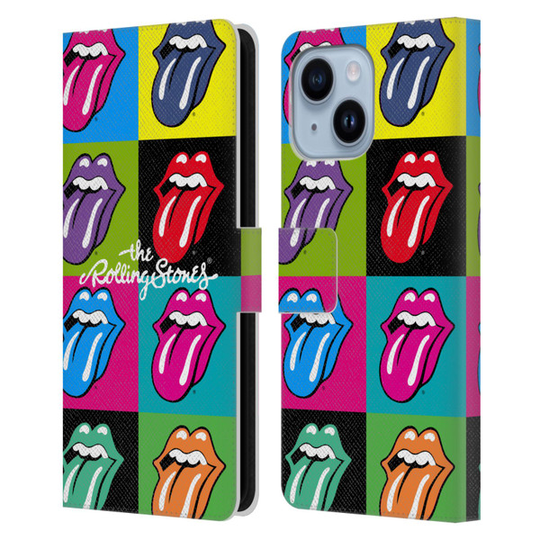 The Rolling Stones Licks Collection Pop Art 1 Leather Book Wallet Case Cover For Apple iPhone 14 Plus