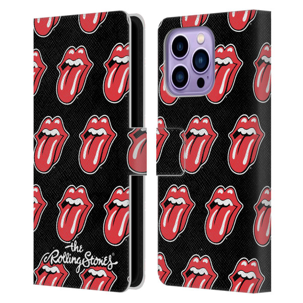 The Rolling Stones Licks Collection Tongue Classic Pattern Leather Book Wallet Case Cover For Apple iPhone 14 Pro Max