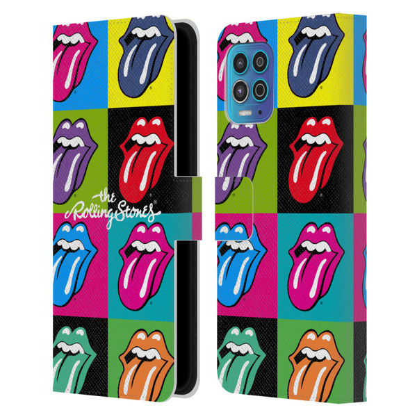 The Rolling Stones Licks Collection Pop Art 1 Leather Book Wallet Case Cover For Motorola Moto G100