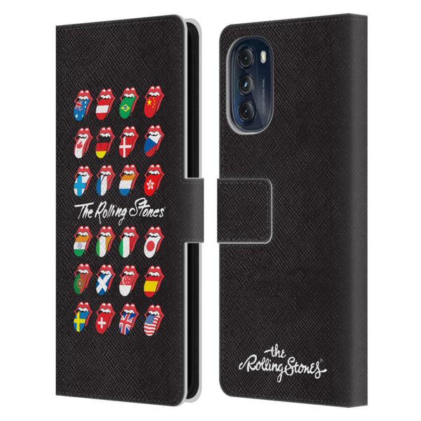 The Rolling Stones Licks Collection Flag Poster Leather Book Wallet Case Cover For Motorola Moto G (2022)