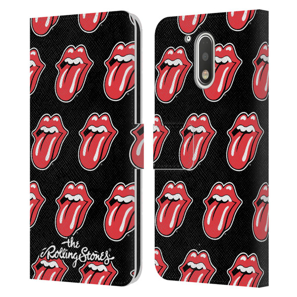The Rolling Stones Licks Collection Tongue Classic Pattern Leather Book Wallet Case Cover For Motorola Moto G41