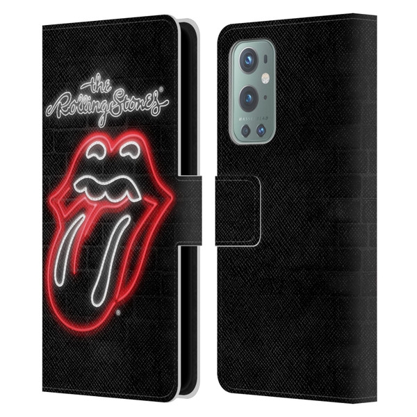 The Rolling Stones Licks Collection Neon Leather Book Wallet Case Cover For OnePlus 9