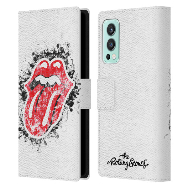 The Rolling Stones Licks Collection Distressed Look Tongue Leather Book Wallet Case Cover For OnePlus Nord 2 5G