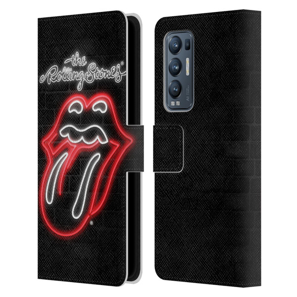 The Rolling Stones Licks Collection Neon Leather Book Wallet Case Cover For OPPO Find X3 Neo / Reno5 Pro+ 5G