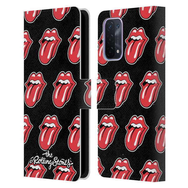 The Rolling Stones Licks Collection Tongue Classic Pattern Leather Book Wallet Case Cover For OPPO A54 5G