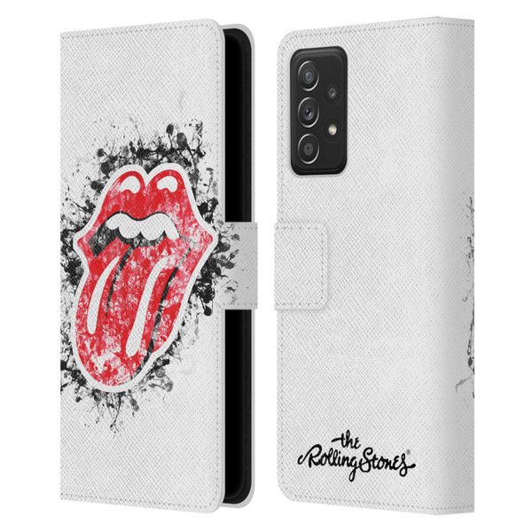 The Rolling Stones Licks Collection Distressed Look Tongue Leather Book Wallet Case Cover For Samsung Galaxy A53 5G (2022)