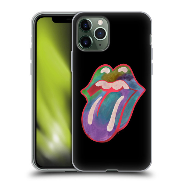 The Rolling Stones Graphics Watercolour Tongue Soft Gel Case for Apple iPhone 11 Pro