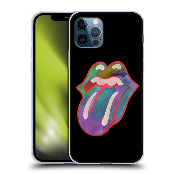 The Rolling Stones Graphics Watercolour Tongue Soft Gel Case for Apple iPhone 12 / iPhone 12 Pro