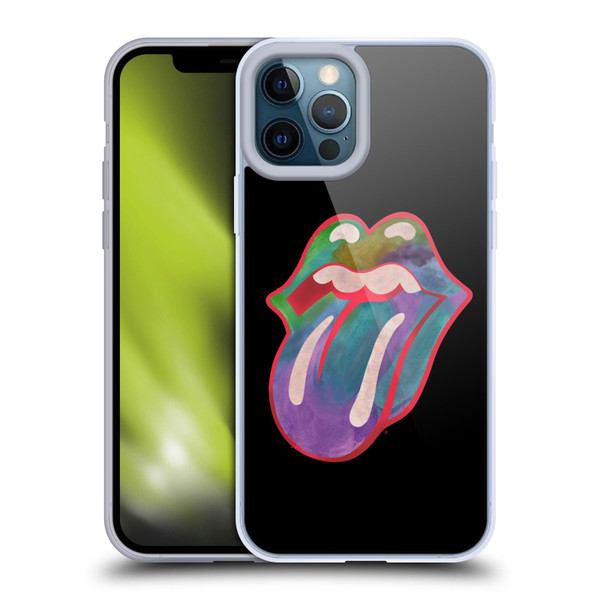 The Rolling Stones Graphics Watercolour Tongue Soft Gel Case for Apple iPhone 12 Pro Max