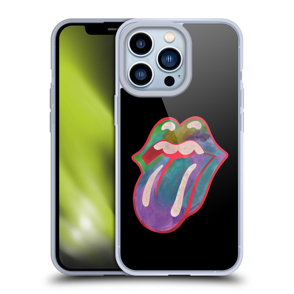 The Rolling Stones Graphics Watercolour Tongue Soft Gel Case for Apple iPhone 13 Pro