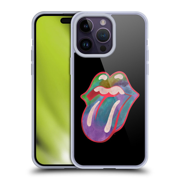The Rolling Stones Graphics Watercolour Tongue Soft Gel Case for Apple iPhone 14 Pro Max