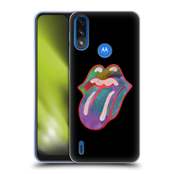 The Rolling Stones Graphics Watercolour Tongue Soft Gel Case for Motorola Moto E7 Power / Moto E7i Power