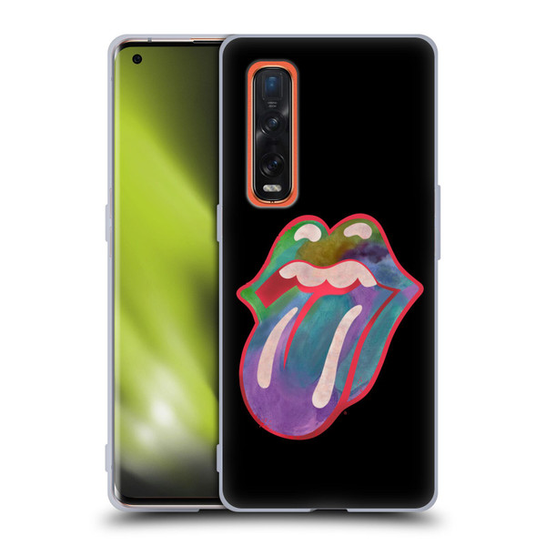 The Rolling Stones Graphics Watercolour Tongue Soft Gel Case for OPPO Find X2 Pro 5G