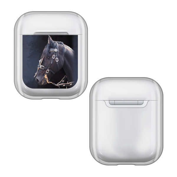 Simone Gatterwe Art Mix Friesian Horse Clear Hard Crystal Cover Case for Apple AirPods 1 1st Gen / 2 2nd Gen Charging Case
