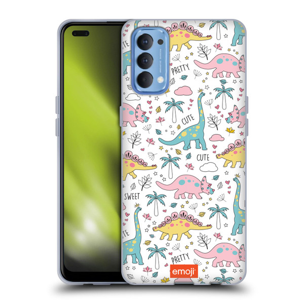 emoji® Cutesy Dinosaurs Soft Gel Case for OPPO Reno 4 5G