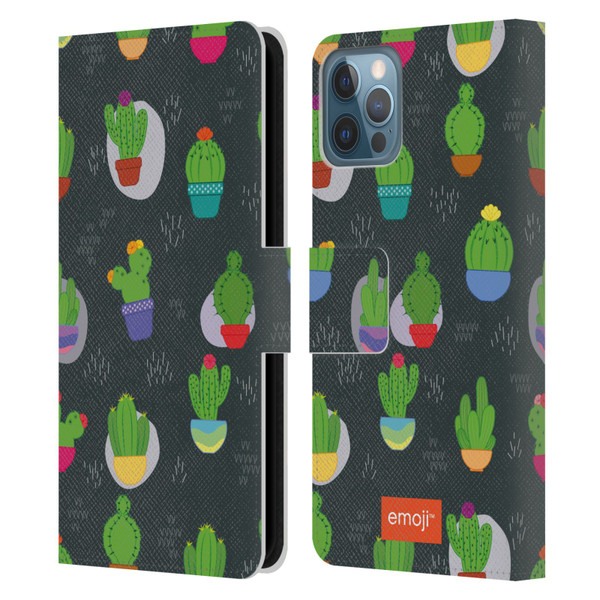 emoji® Cactus And Pineapple Pattern Leather Book Wallet Case Cover For Apple iPhone 12 / iPhone 12 Pro