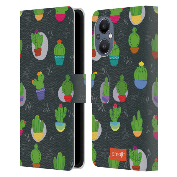emoji® Cactus And Pineapple Pattern Leather Book Wallet Case Cover For OnePlus Nord N20 5G