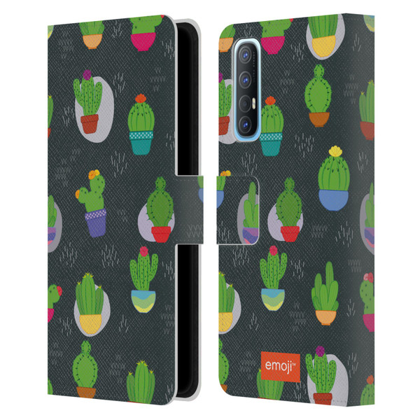 emoji® Cactus And Pineapple Pattern Leather Book Wallet Case Cover For OPPO Find X2 Neo 5G